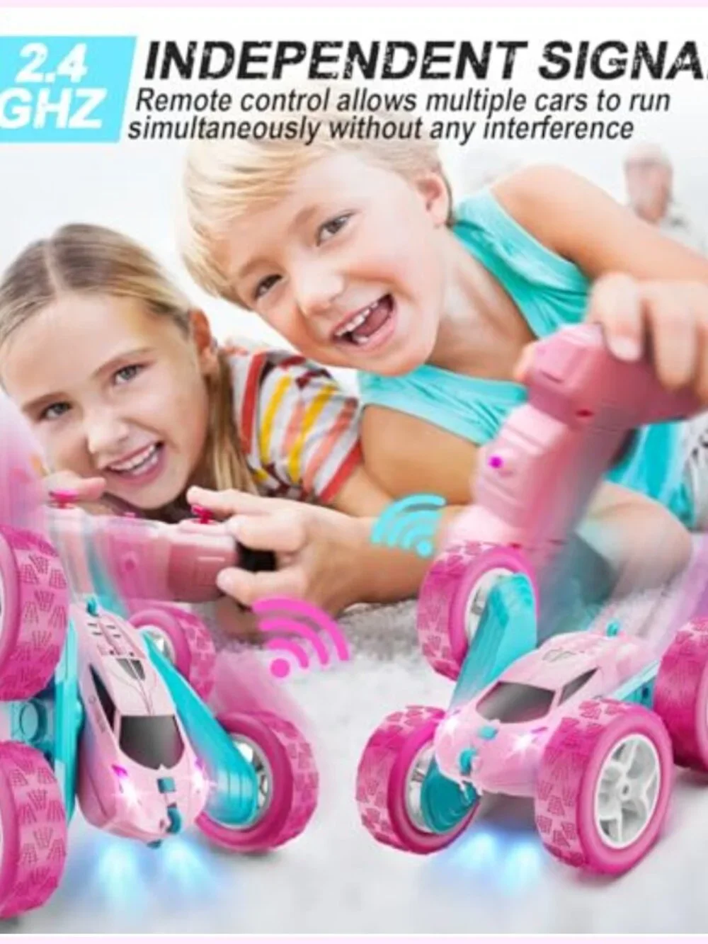RC Stunt Car 2.4 GHZ Double Sided 360° Rotating with Headlights Crawler for Kids